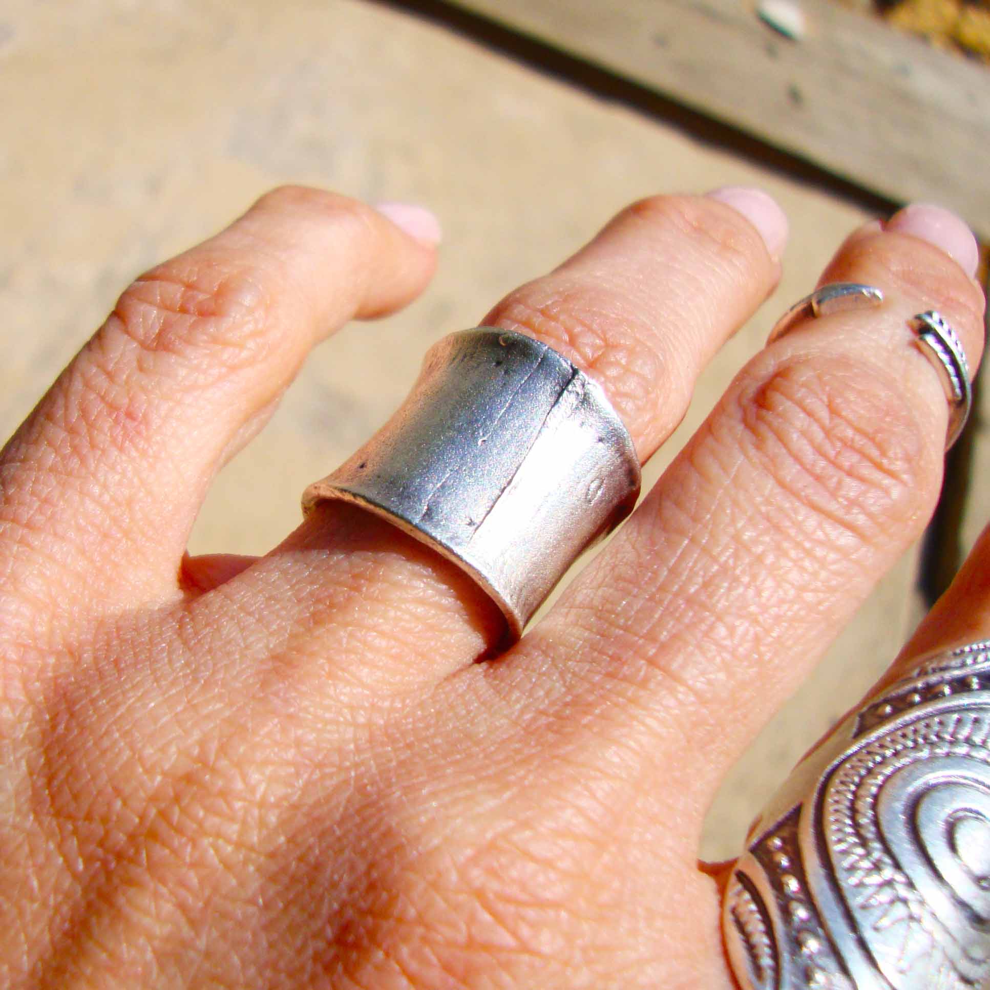 Chunky silver tube ring, thick cylinder band minimalist stacking ring