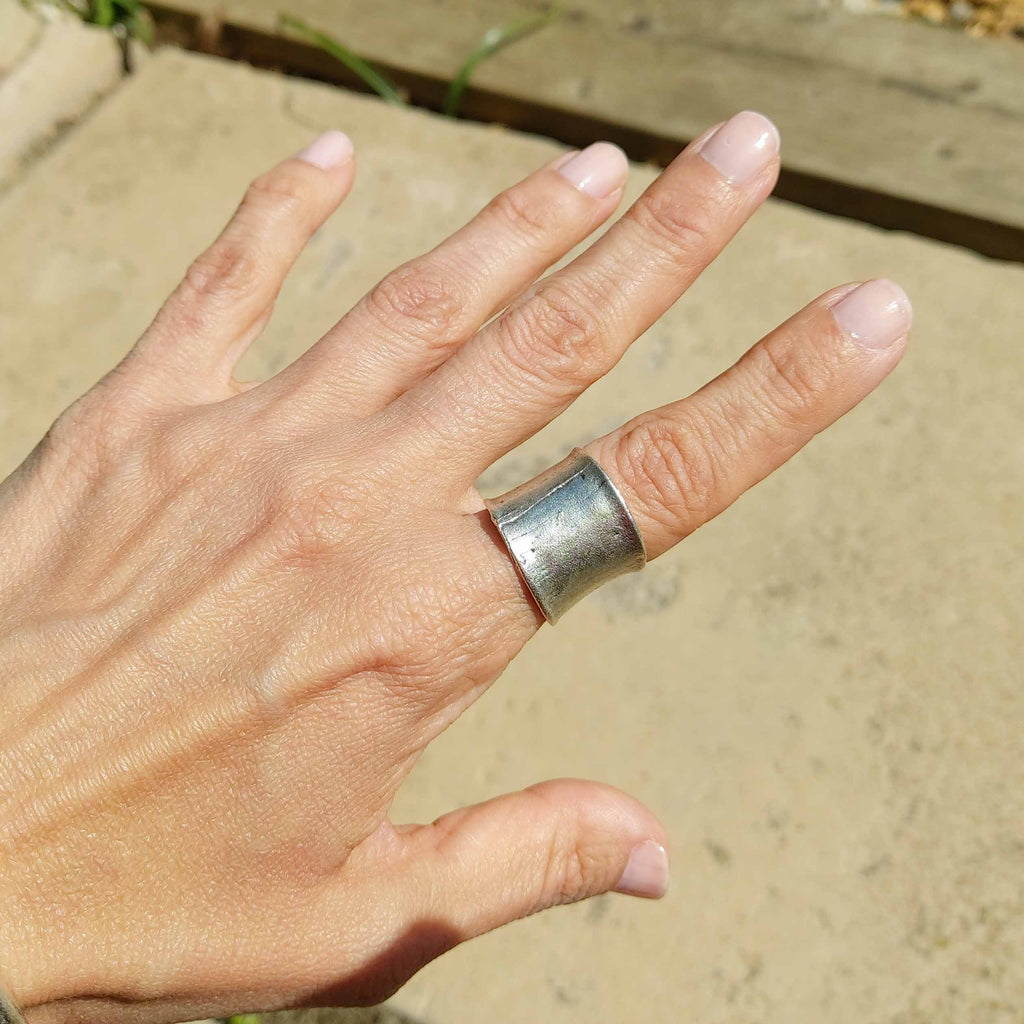 Chunky silver tube ring, thick cylinder band minimalist stacking ring