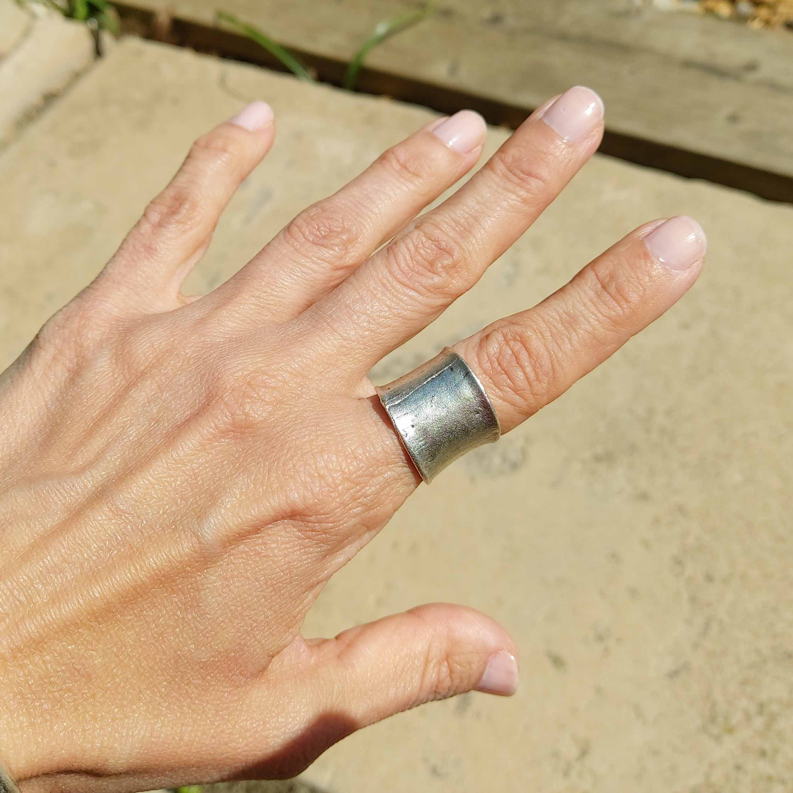 Chunky silver tube ring, thick cylinder band minimalist stacking ring