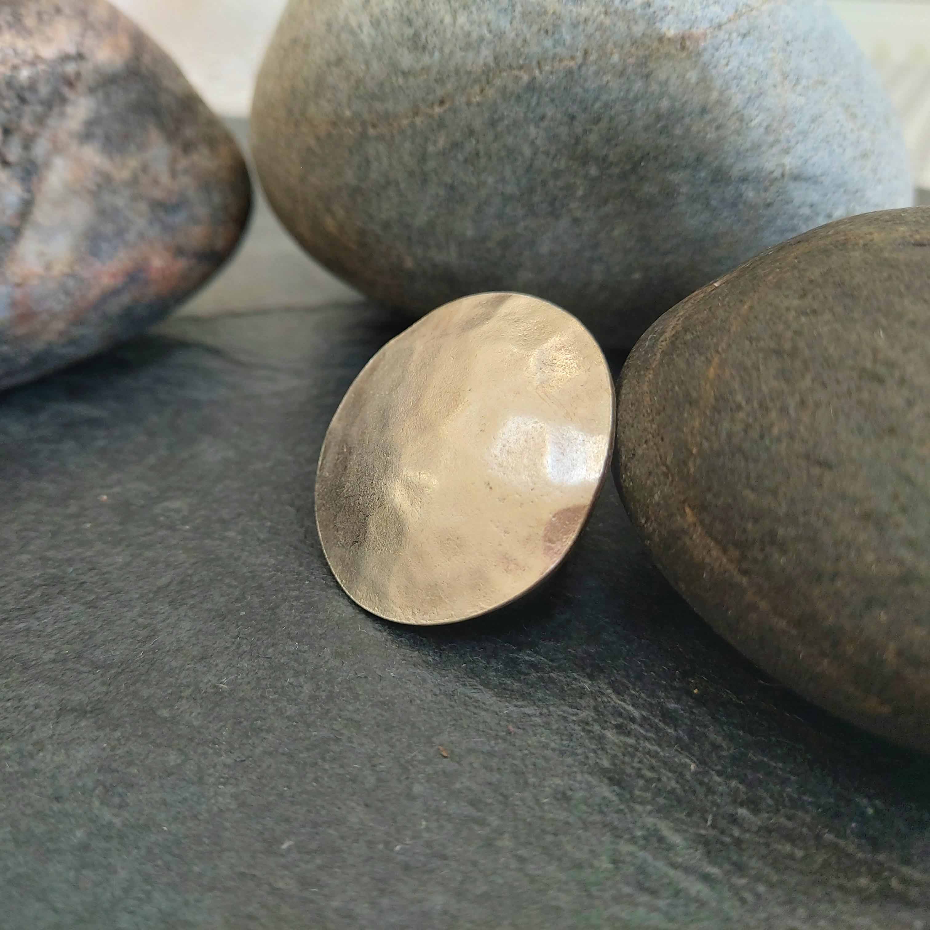 Large hammered disc ring, chunky round oversized silver statement band