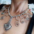 Silver tuareg african tribal necklace, spiral bib statement jewellery