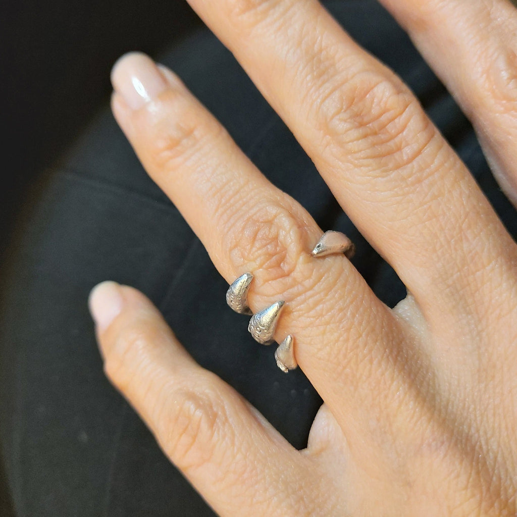 Silver claw statement ring, bold talon spike gothic avant garde wearable art