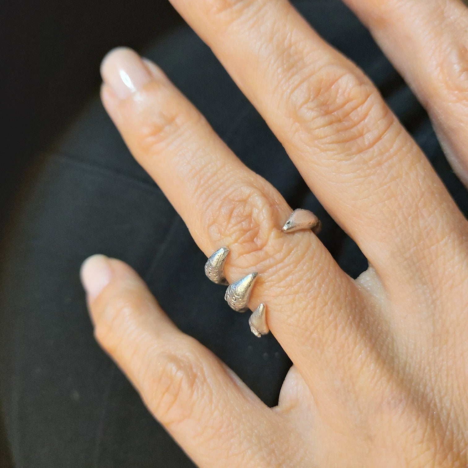 Silver claw statement ring, bold talon spike gothic avant garde wearable art