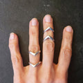 Chevron ring, silver plated v-shape minimalist stacking band