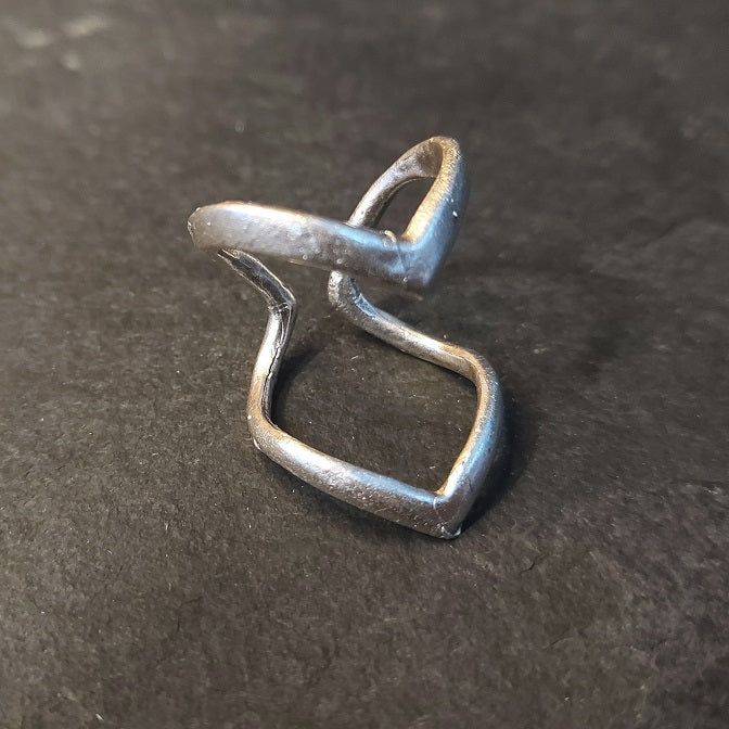 Chevron ring, silver plated v-shape minimalist stacking band