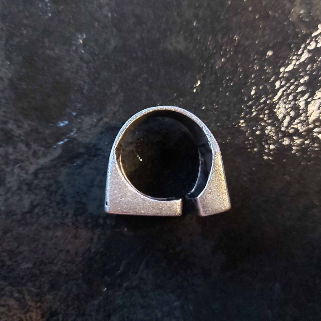 Geometric square ring, brutalist two shape chunky architectural statement ring