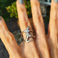 Human figure ring, sculptural body art adjustable unique statement ring