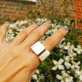Geometric square ring, brutalist two shape chunky architectural statement ring