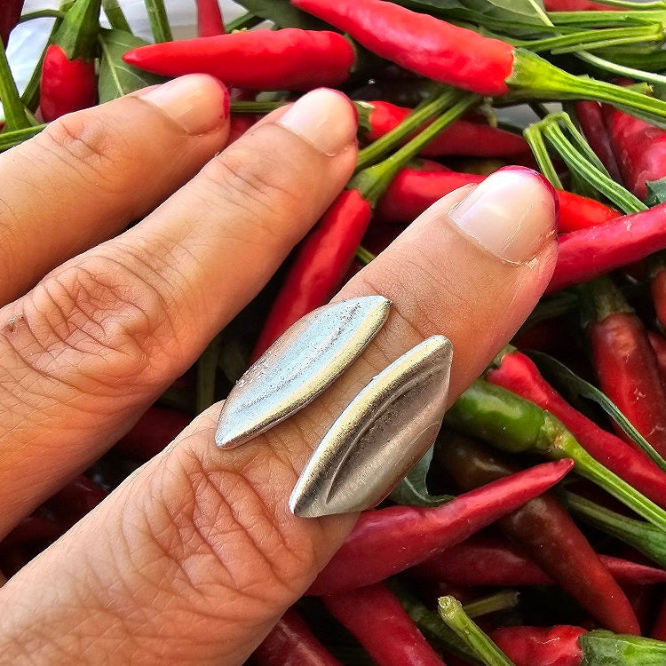 Chunky wrap ring, adjustable open band minimalist silver statement ring