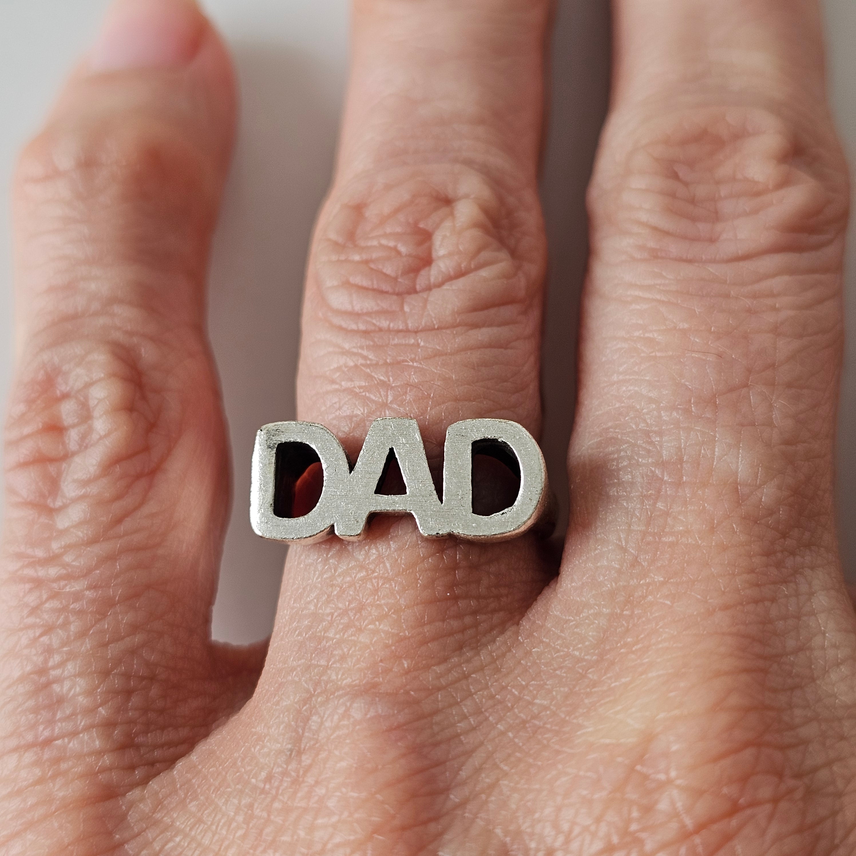 DAD signet ring, silver pinky statement ring