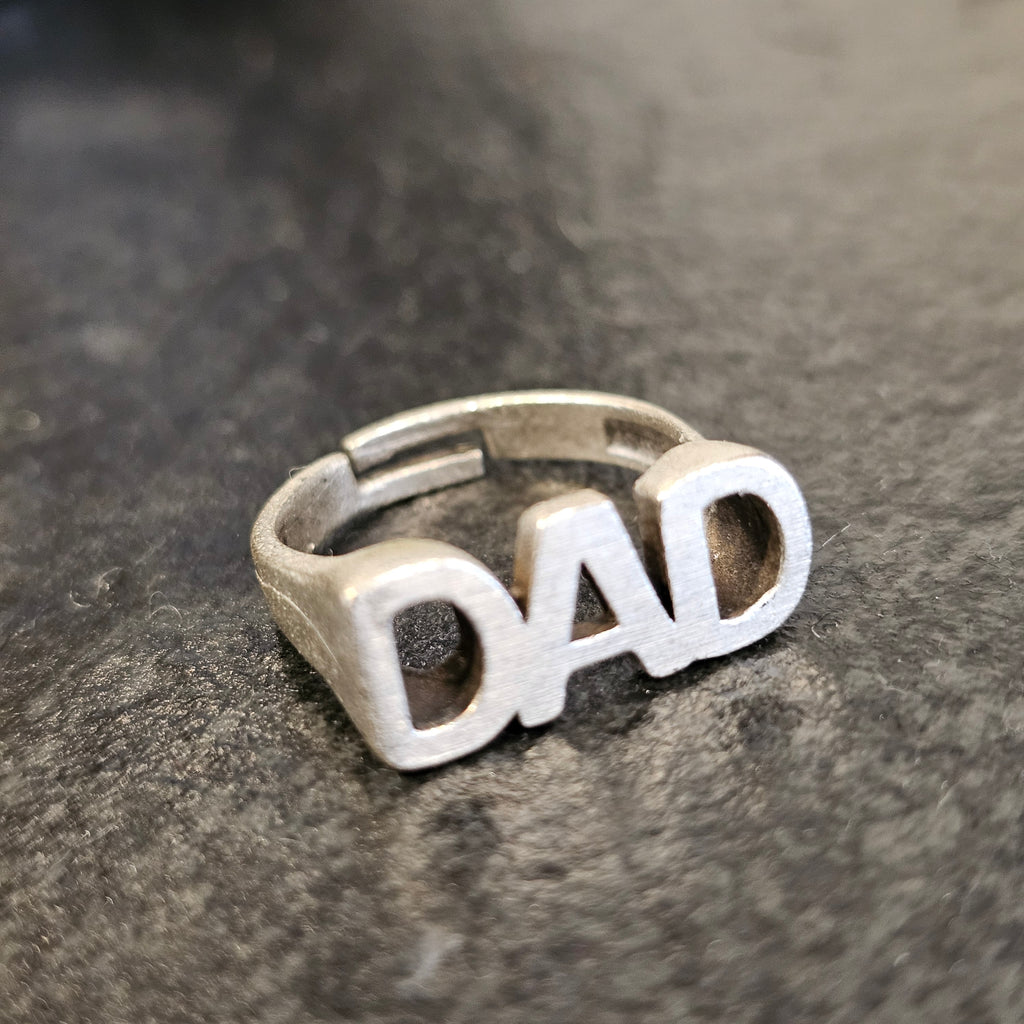 DAD signet ring, silver pinky statement ring