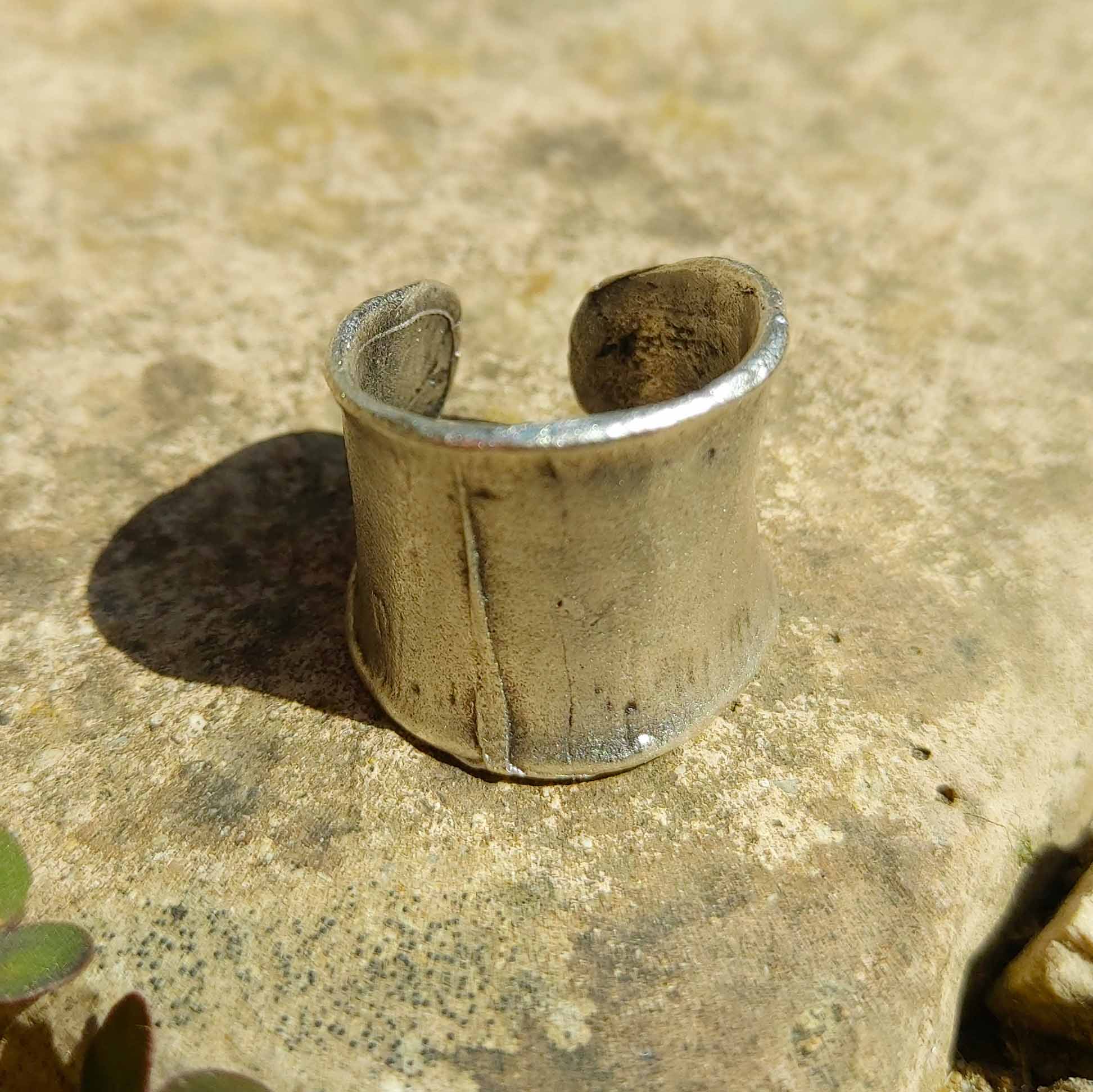 Chunky silver tube ring, thick cylinder band minimalist stacking ring