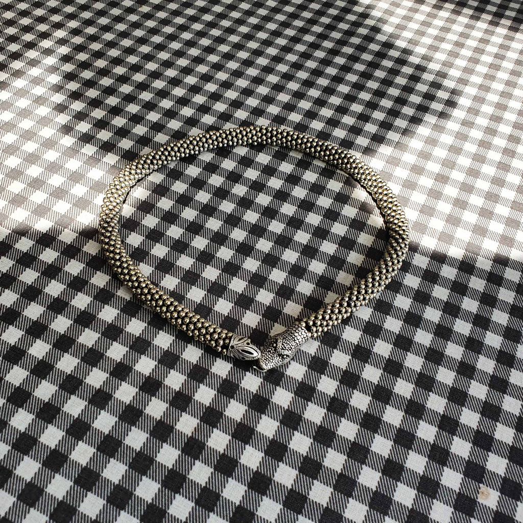 Snake dragon head torque collar necklace, viking norse statement jewellery