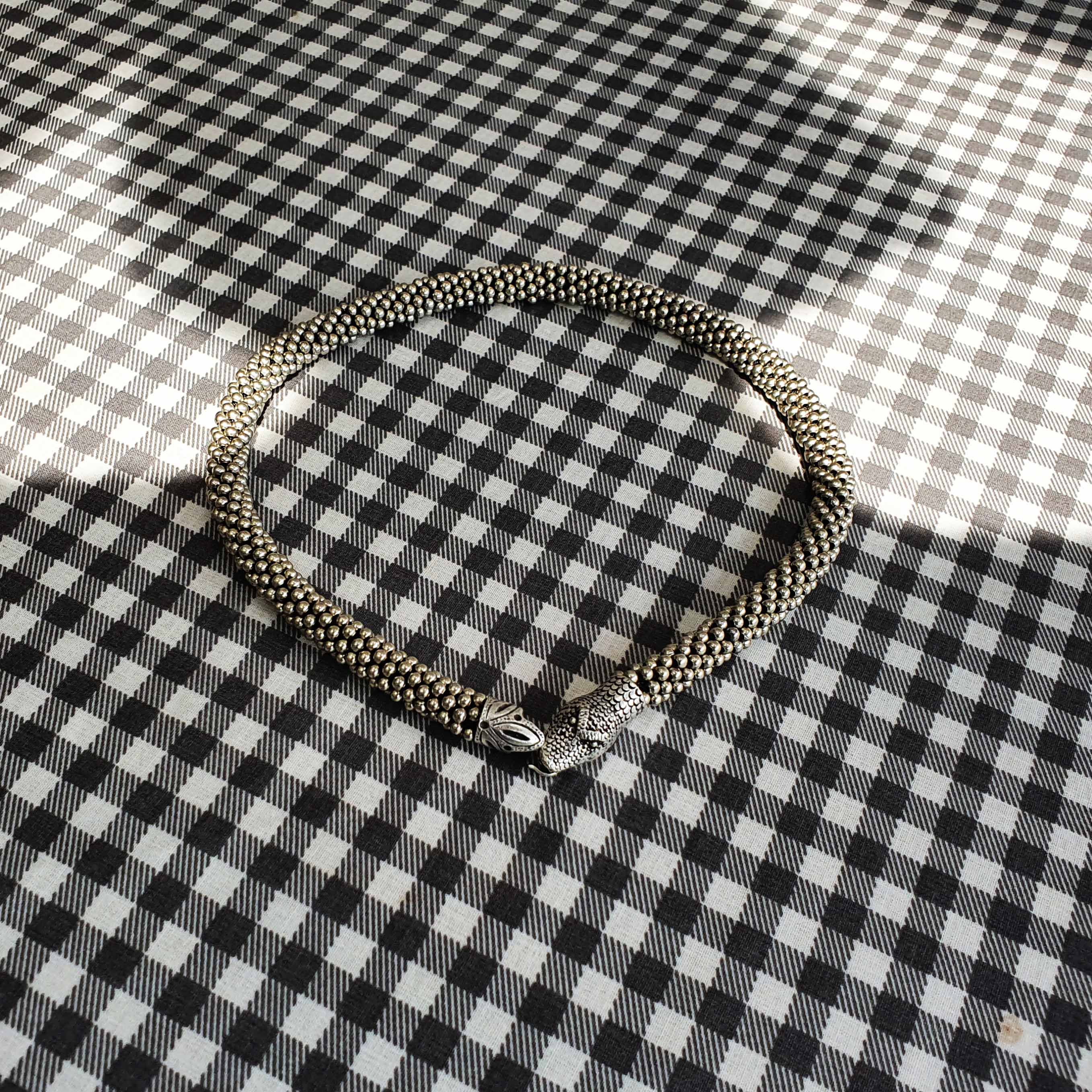 Snake dragon head torque collar necklace, viking norse statement jewellery