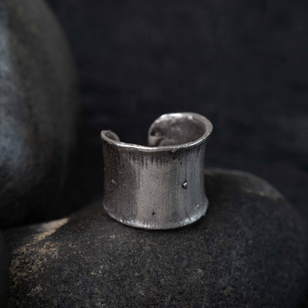 Chunky silver tube ring, thick cylinder band minimalist stacking ring