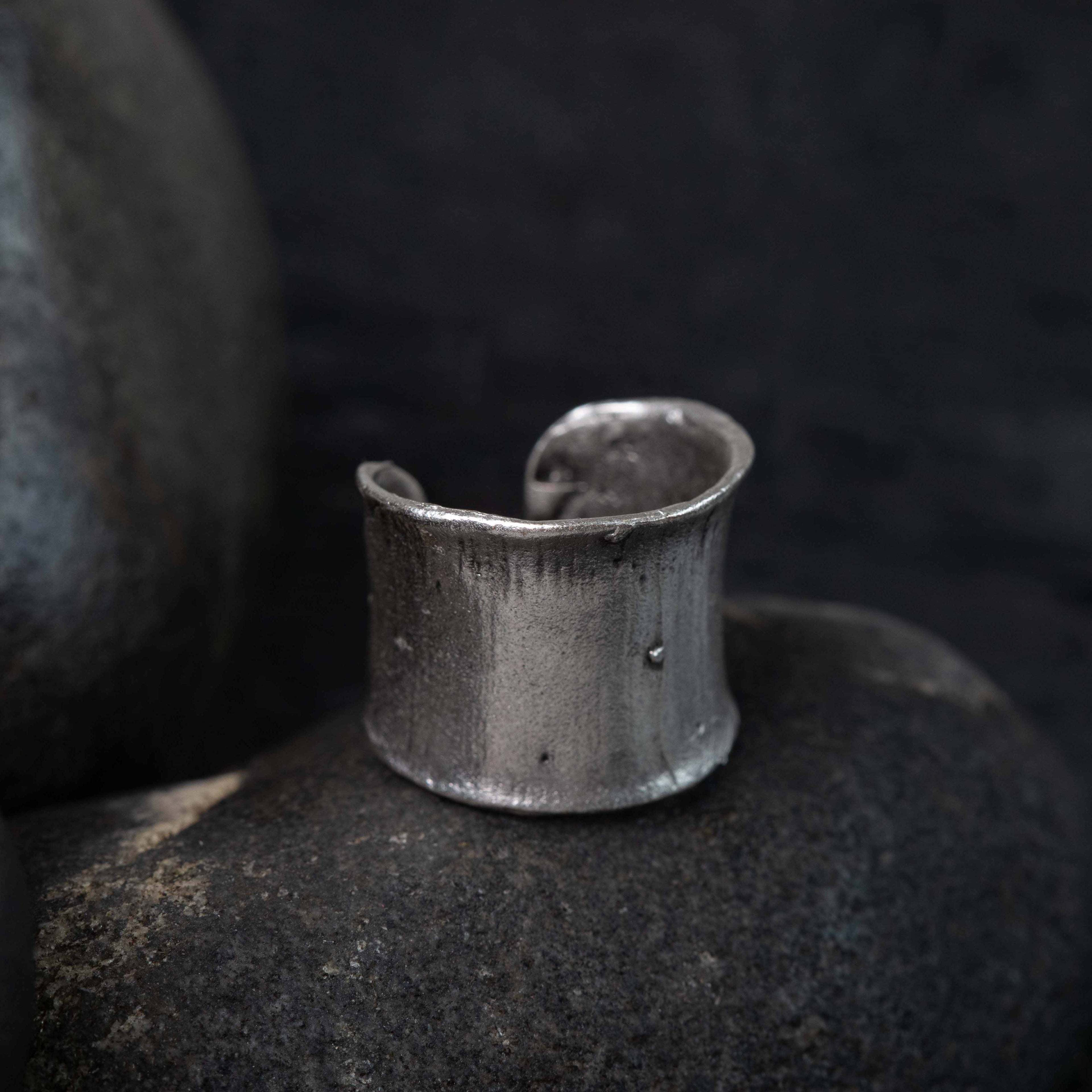 Chunky silver tube ring, thick cylinder band minimalist stacking ring