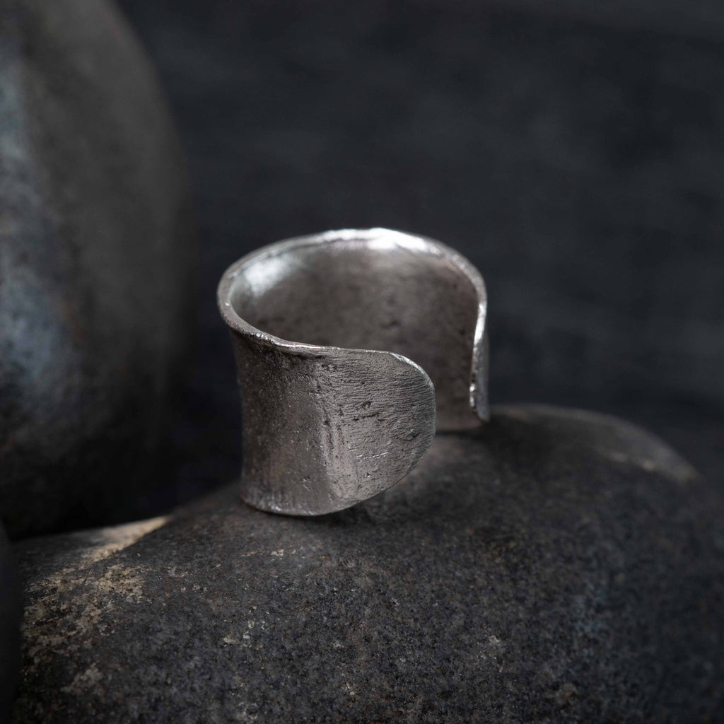 Chunky silver tube ring, thick cylinder band minimalist stacking ring