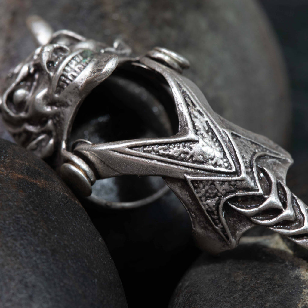 Hannya demon armour ring, full finger knuckle adjustable gothic silver statement