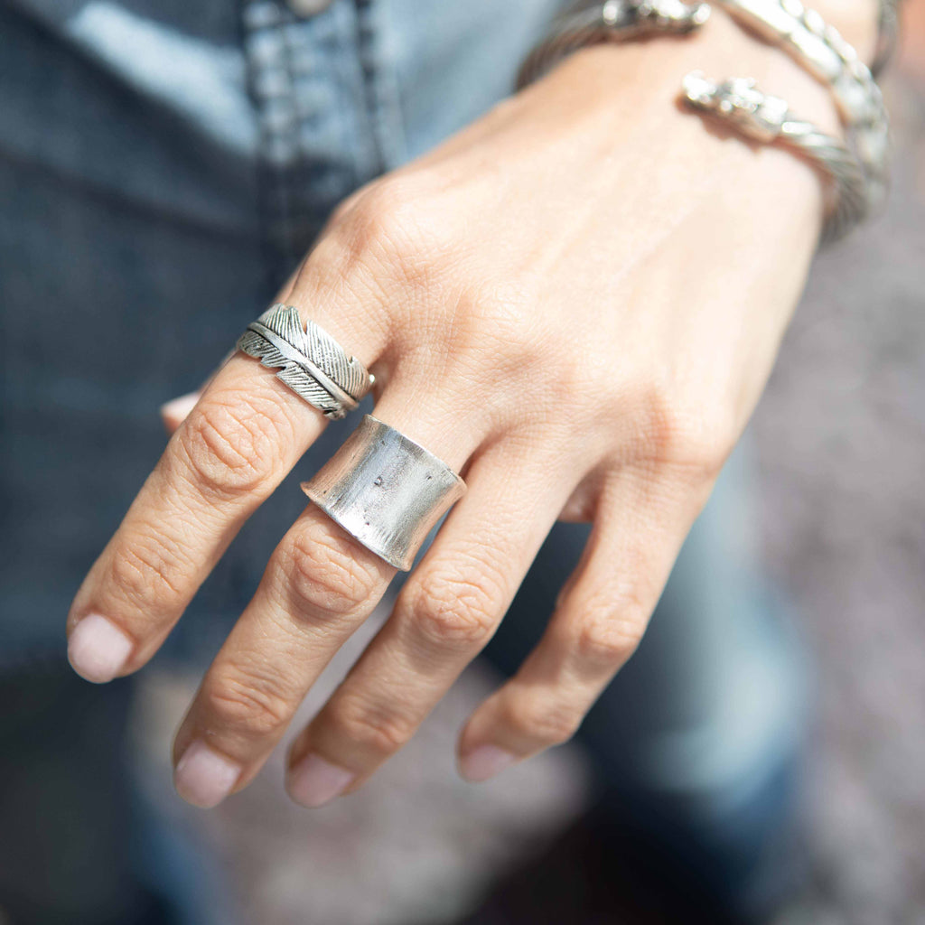 Chunky silver tube ring, thick cylinder band minimalist stacking ring