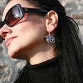 Silver eye of horus earrings, egyptian protection symbol dangle
