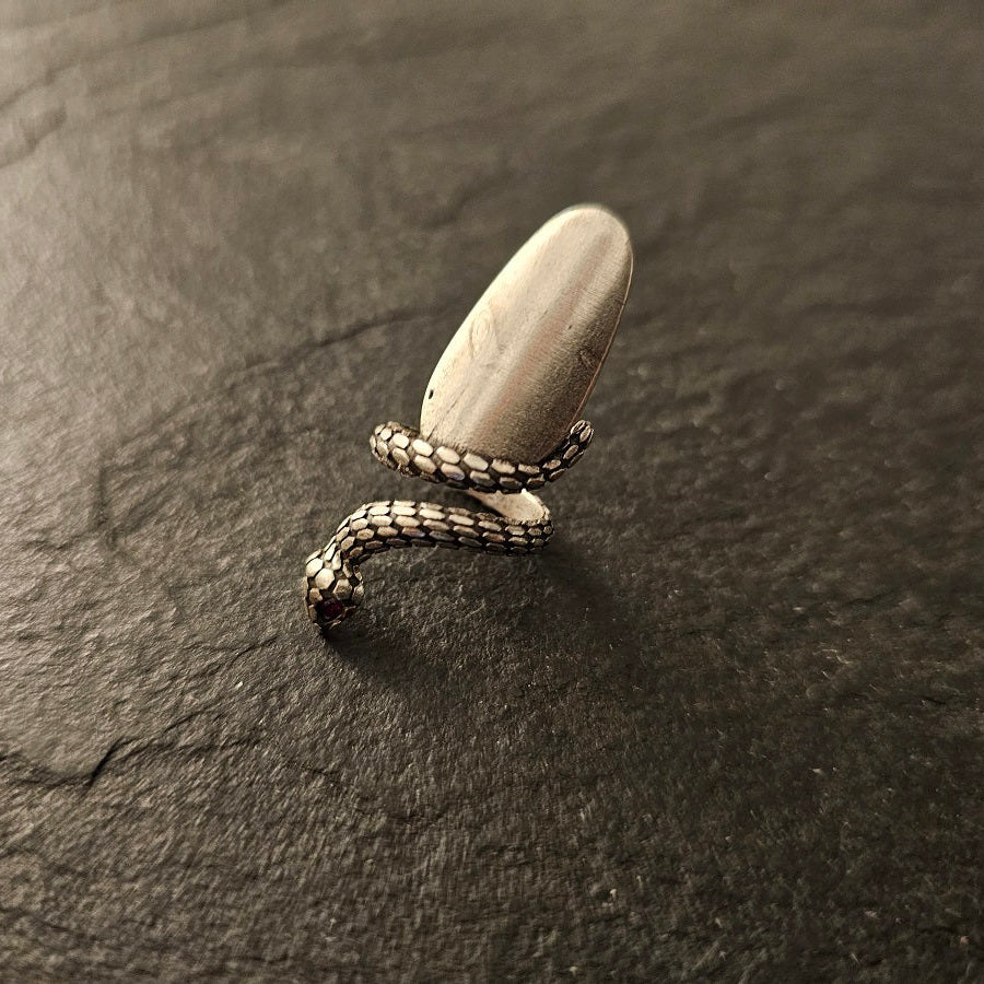 Snake nail ring, adjustable coiled serpent fingertip gothic statement