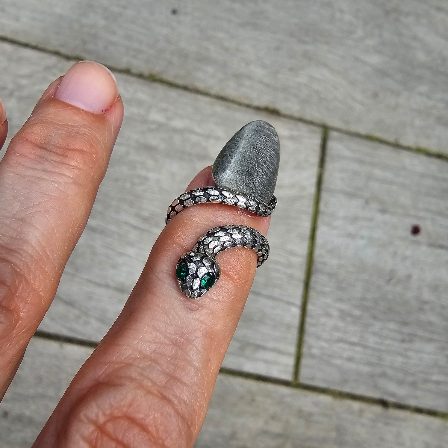 Snake nail ring, adjustable coiled serpent fingertip gothic statement
