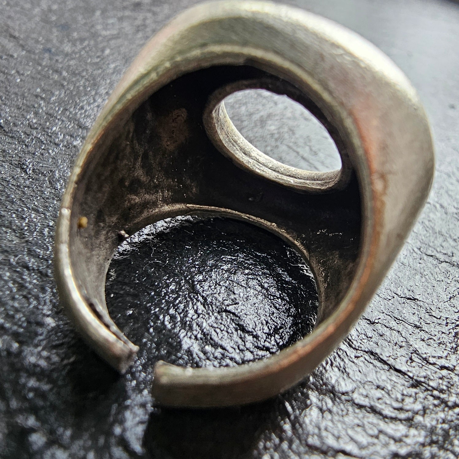 Chunky circle ring, bold geometric open minimalist brutalist statement ring