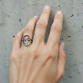Silver abstract face ring, modern mask sculptural statement piece