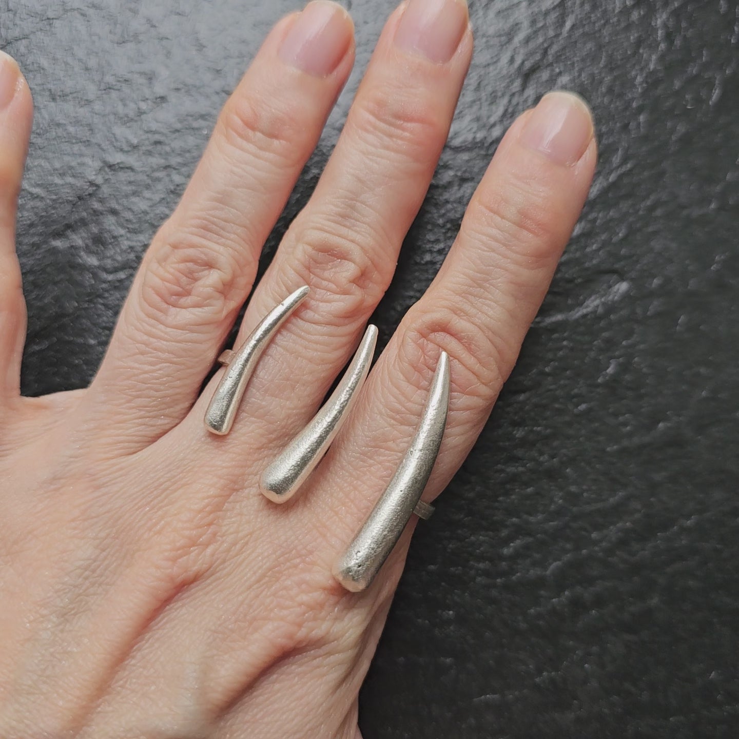 Sculptural Silver Talon Ring — Spike Claw Statement Ring — Gothic Wearable Art Jewellery