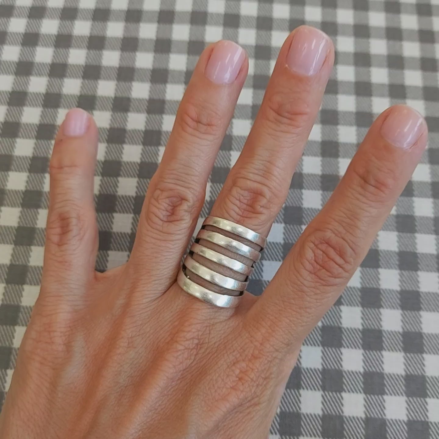 Chunky Wide Band Ring | Multi Line Sculptural Ring | Minimalist Brutalist Statement Jewellery
