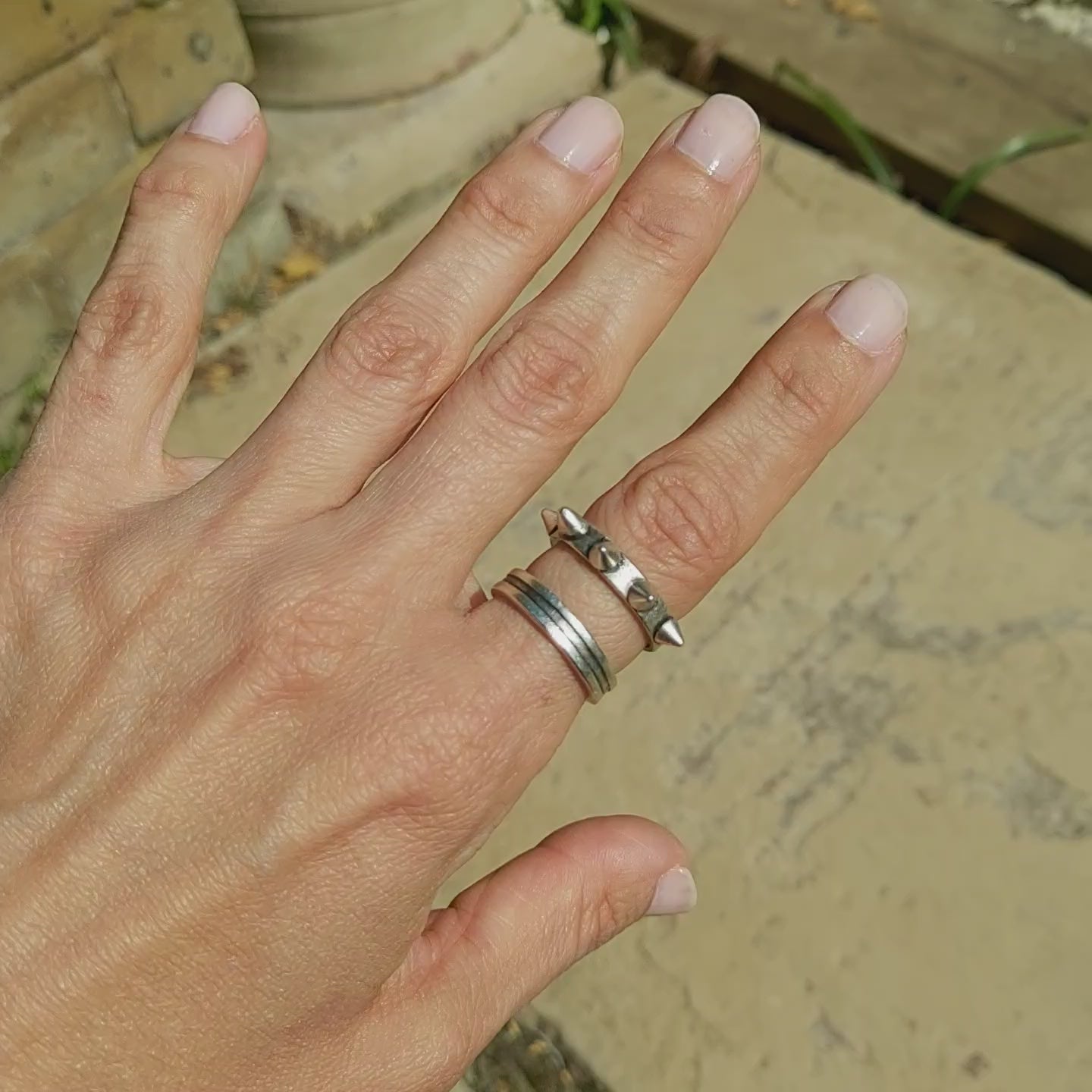 Silver Ridged Wide Band Ring | Medieval Warrior Style | Brutalist Statement Ring
