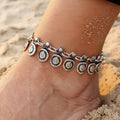 Silver spiral charm anklet, boho beach foot jewellery