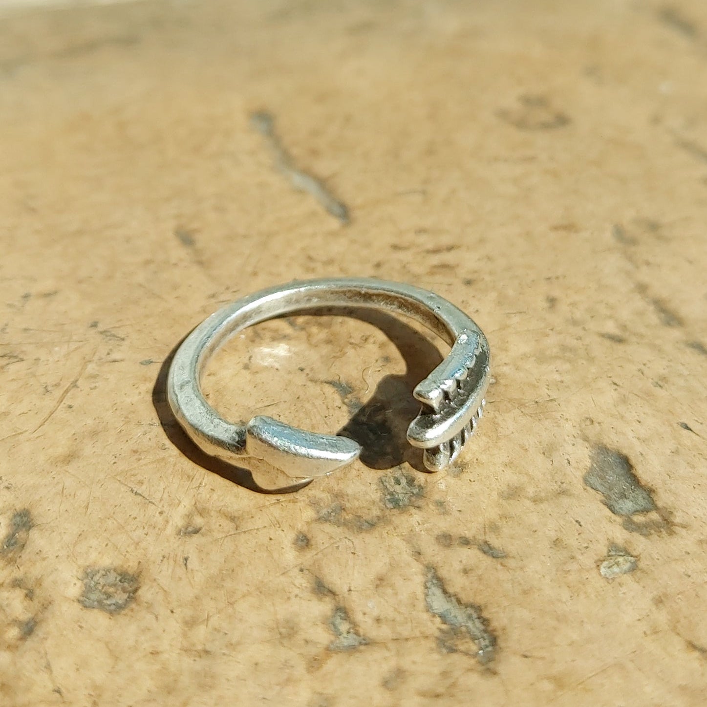 Silver adjustable arrow ring, bohemian tribal dainty minimalist midi