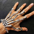 Silver skeleton hand chain bracelet, gothic adjustable statement jewellery