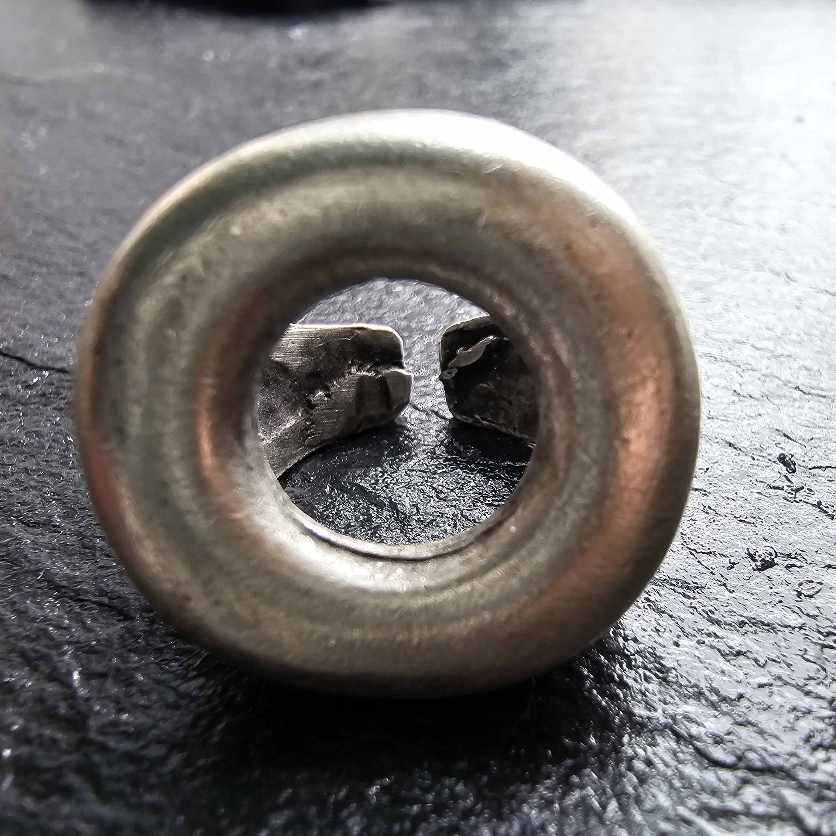 Chunky circle ring, bold geometric open minimalist brutalist statement ring