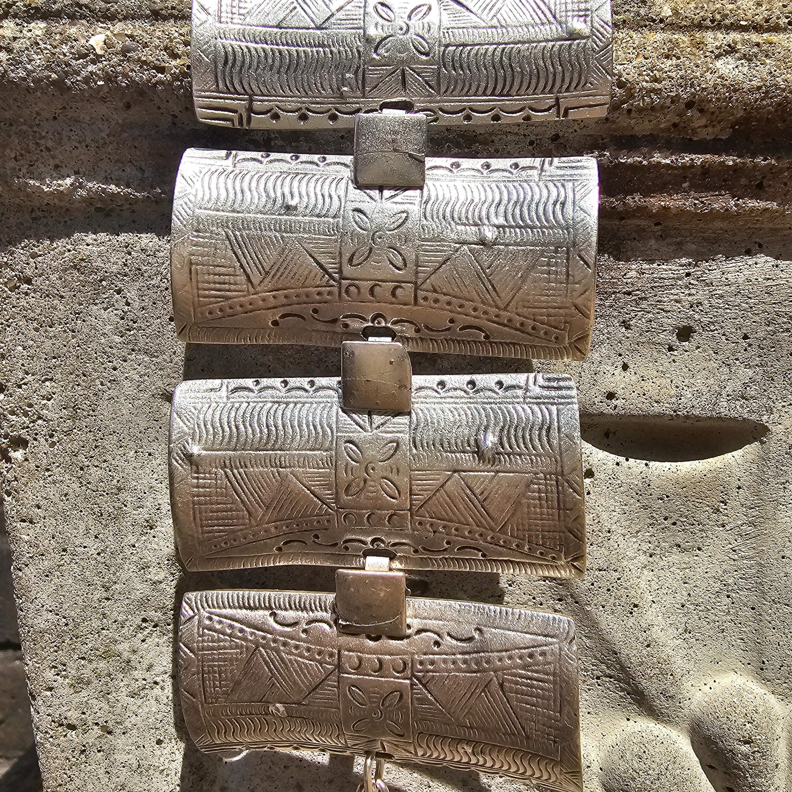 Wide Engraved Silver Bracelet | Tribal Panel Boho Statement