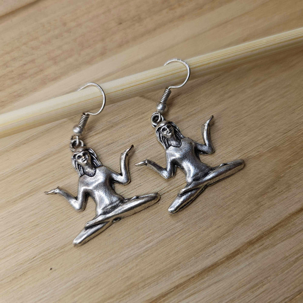Yoga meditation spiritual statement silver earrings