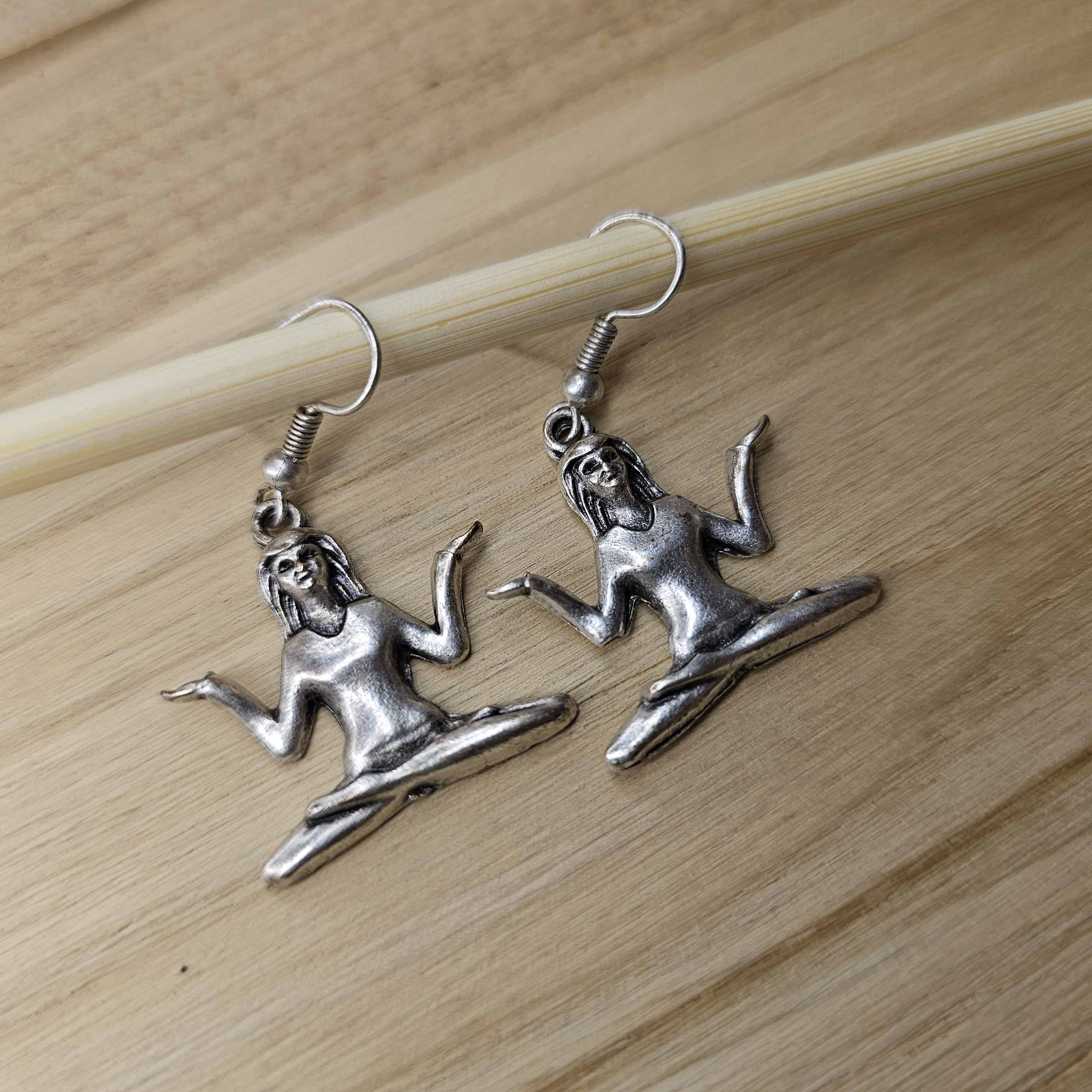 Yoga meditation spiritual statement silver earrings